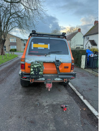 Installation of Fabryka4x4 Rear Steel Bumper with Twin Swing Away and Fuel Canister on a Toyota Land Cruiser 80 Series. Credit: Photos by Kieron