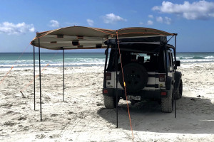 4x4 Awning Setup in Wind and Rain: Pegging and Drainage Checks