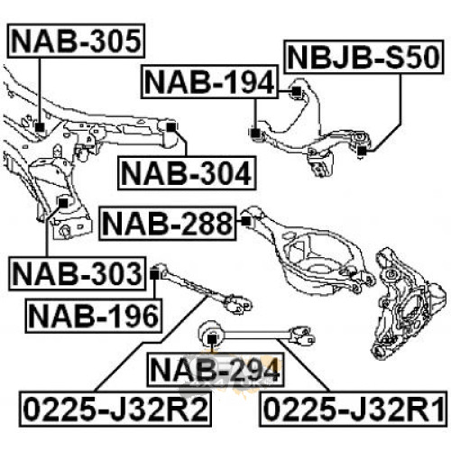 Febest Rear crossmember bushing for Nissan Elgrand