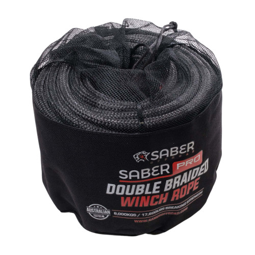Saber Pro Double Braided 30M Winch Rope - black