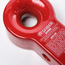 Saber 7075 Aluminium Rope Friendly Recovery Hitch - Red Prismatic & 9K Soft Shackle