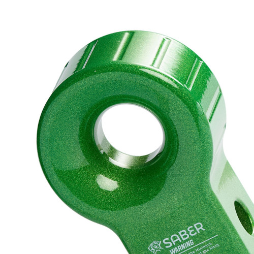 Saber 7075 Aluminium Rope Friendly Recovery Hitch - Green Prismatic & 9K Soft Shackle