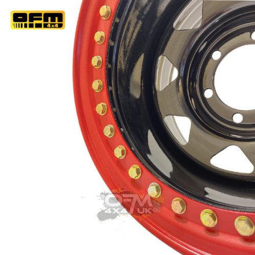 OFM4x4 Steel Beadlock Wheel 16x8 ET-35 6x139.7 CB110 (Black/Red)