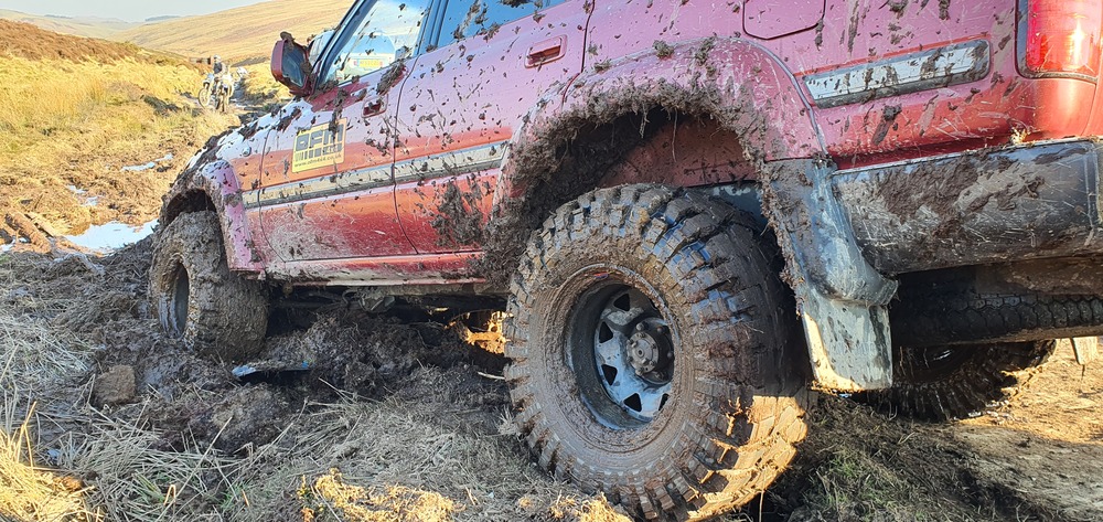 Toyota stuck in mud